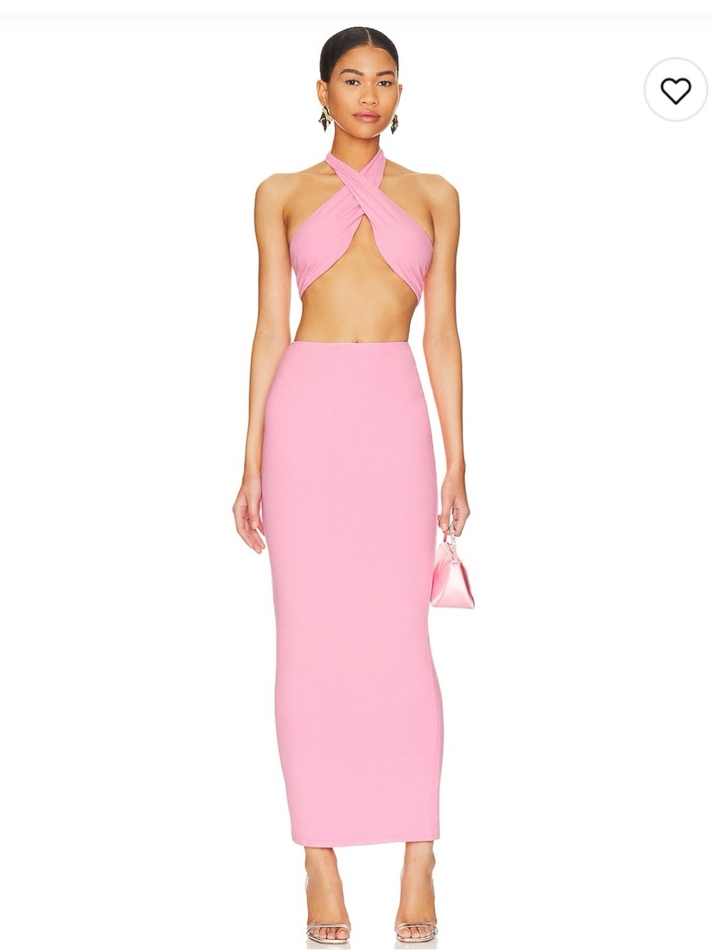 superdown Pink Halter Cutout Maxi Dress